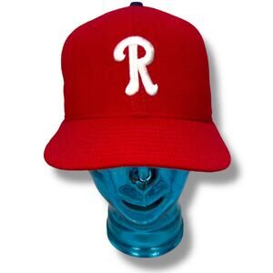 Vintage New Era Reading Phillies Fitted Hat Mens 7 1/4 Red Wool 5950 USA 90s Pro